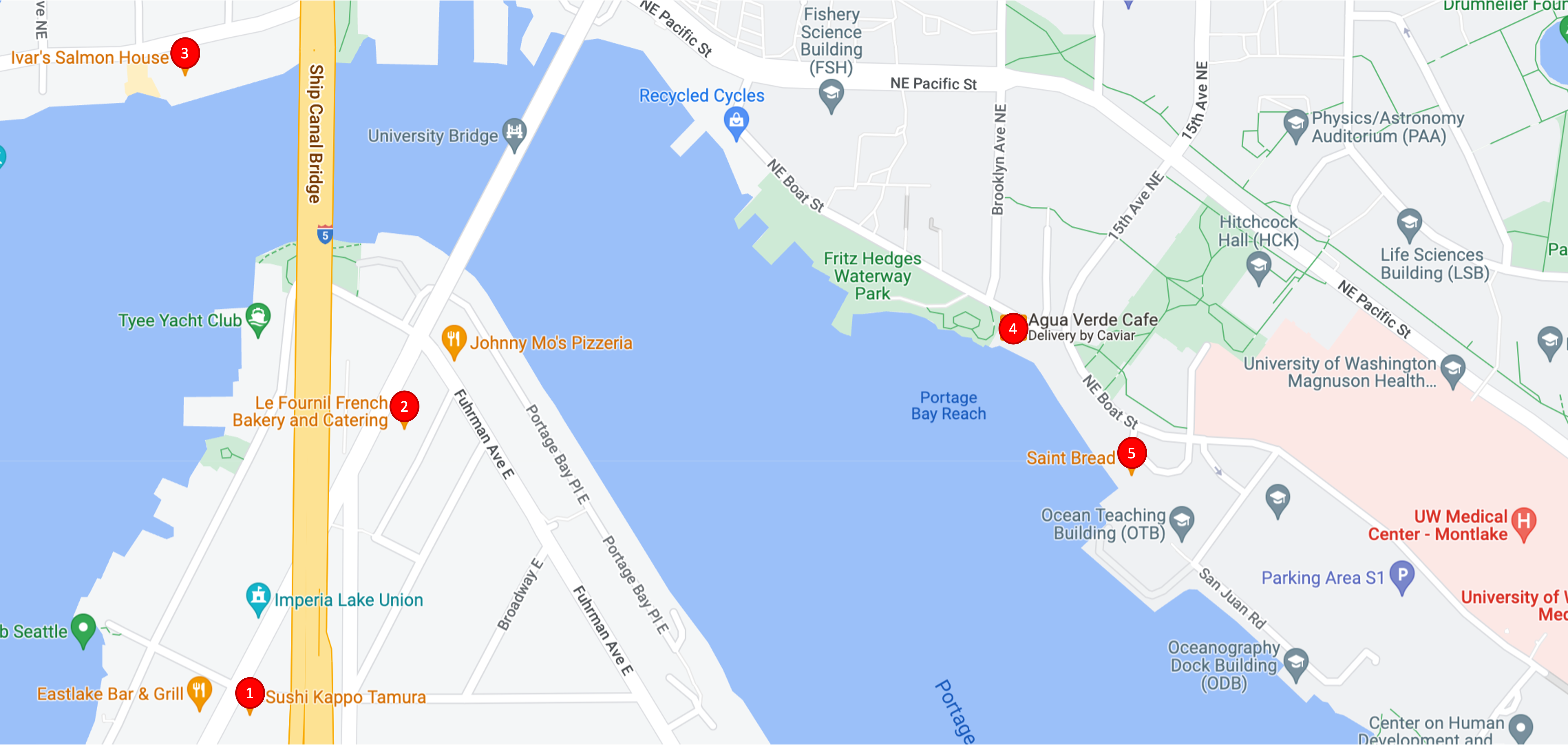 Portage Bay dining options